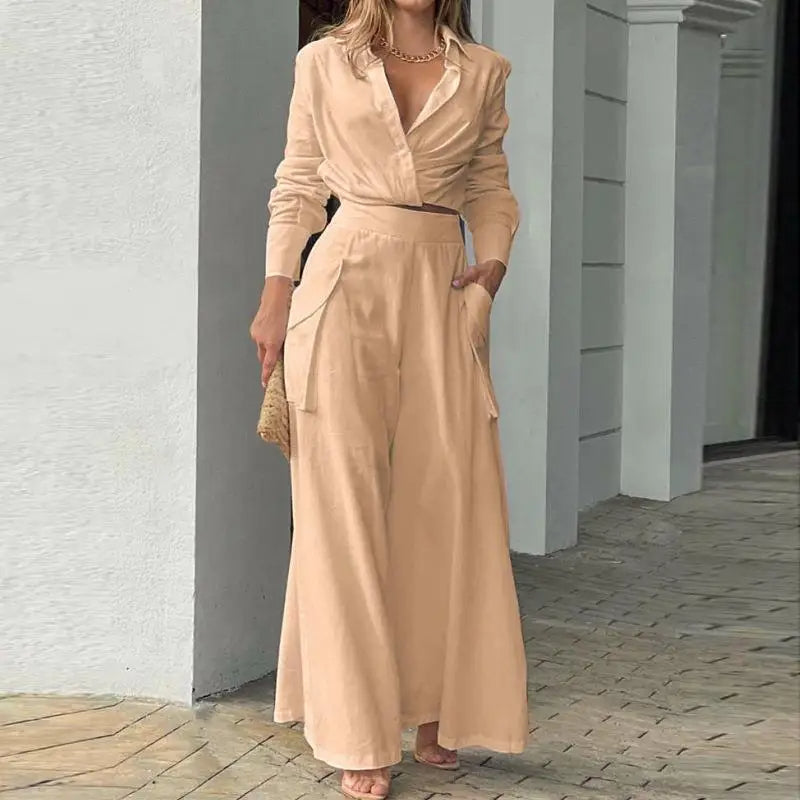 Summer Set – Knotted Shirt & High-Waisted Palazzo Pants