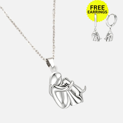 Hug Pendant Necklace with Bonus Earrings