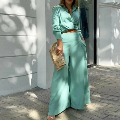 Summer Set – Knotted Shirt & High-Waisted Palazzo Pants