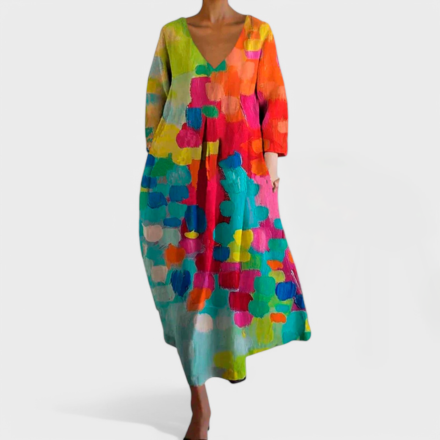 ANA – Colorful Dress with V-Neck