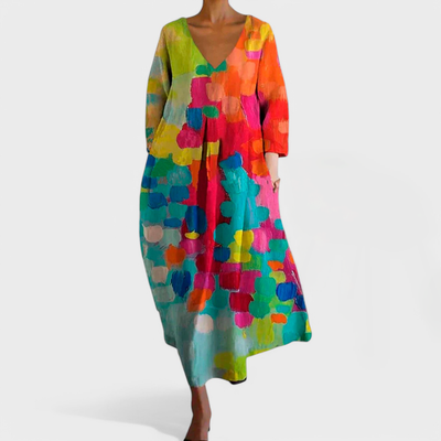 ANA – Colorful Dress with V-Neck